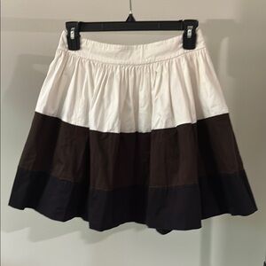 Kate Spade Tiered Colorblock Skirt - White & Brown